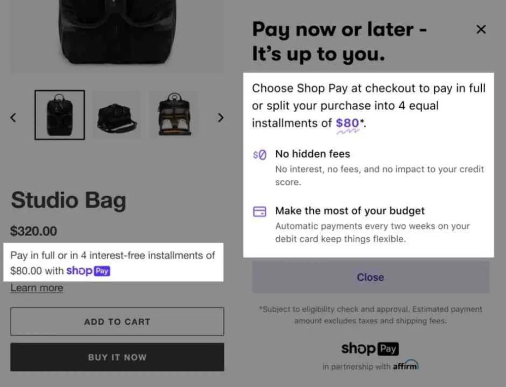 Does shop pay ship after first payment?