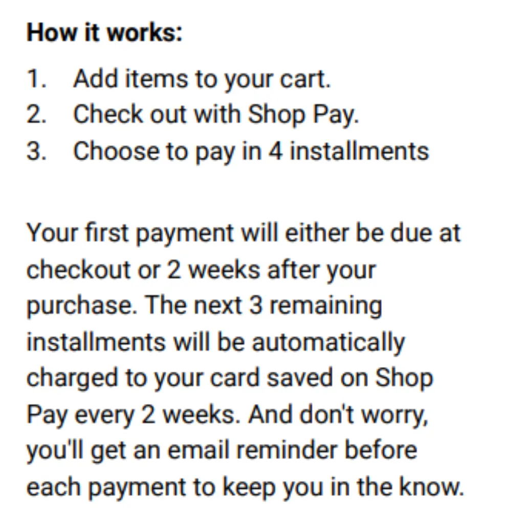 How often are shop pay installments? [year]